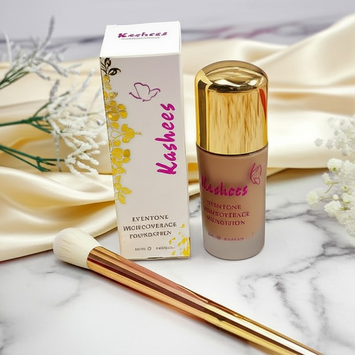 Kashees Eventone High Coverage Foundation – Full Coverage Matte Creamy Foundation For Flawless Skin – Lightweight, Long-lasting (24h) Makeup Base For All Skin Types – Bridal, Party & Daily Wear – 20ml