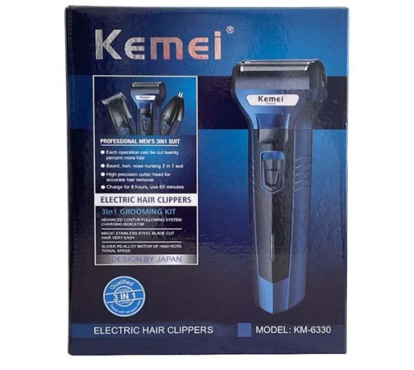 3 In 1 Km-6330 Kemei Rechargeable Shaving Machine Multifunctional Hair Clippers Beard Styling – Kemei Km-6330 3 In 1 Grooming Kit
