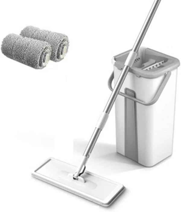 Mop Floor Squeeze Mop With Bucket – Hardwood & Wood Floor Rotary Scrubbing Mop For Easy Household Cleaning