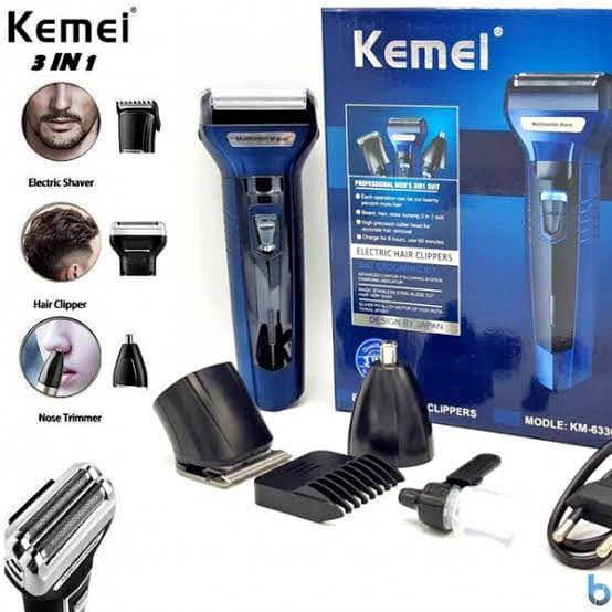 3 In 1 Km-6330 Kemei Rechargeable Shaving Machine Multifunctional Hair Clippers Beard Styling – Kemei Km-6330 3 In 1 Grooming Kit