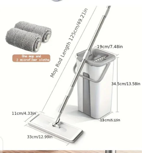 Mop Floor Squeeze Mop With Bucket – Hardwood & Wood Floor Rotary Scrubbing Mop For Easy Household Cleaning